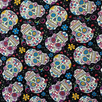

Fashion Skull Black Bottom Cotton Fabric 100%Cotton Fabric Cool Skull Printed Sewing Material Diy Home Cloth Dress Clothing