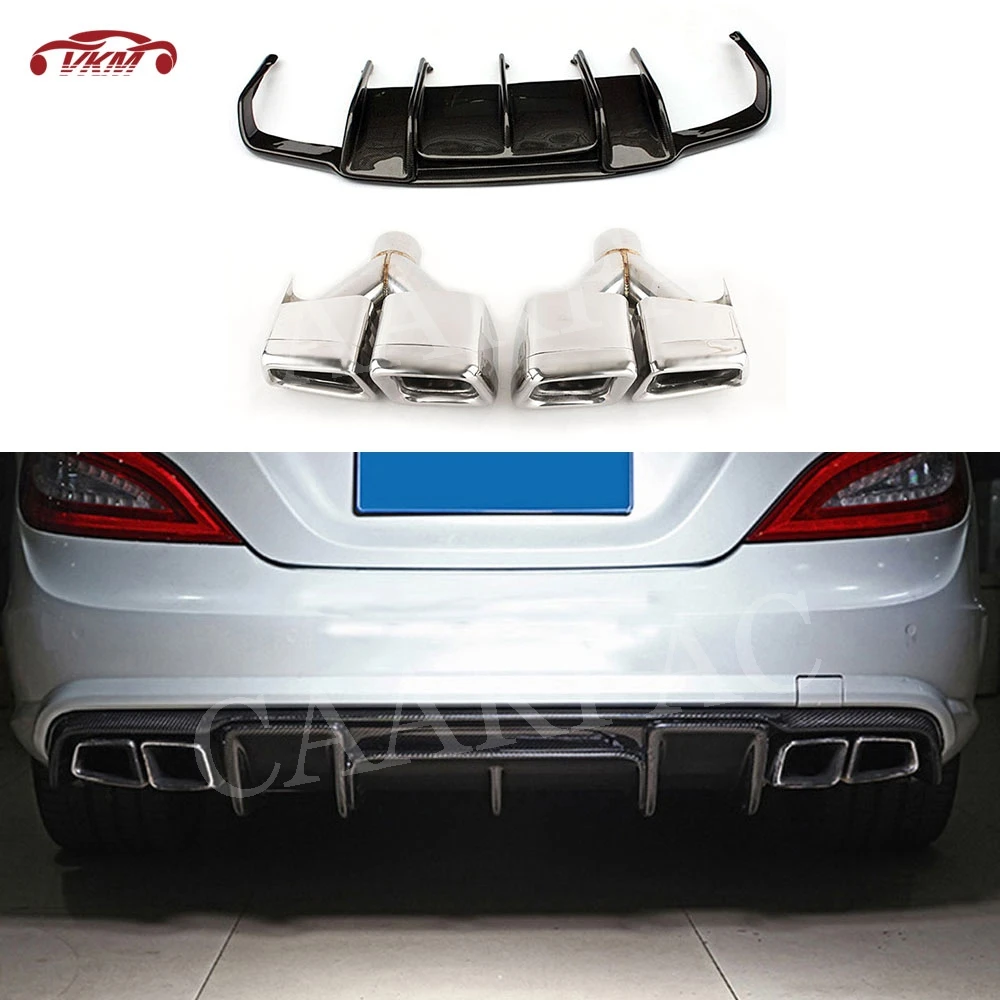 Carbon Fiber Rear Diffuser Bumper Lip Spoiler For Benz Cls Class W218