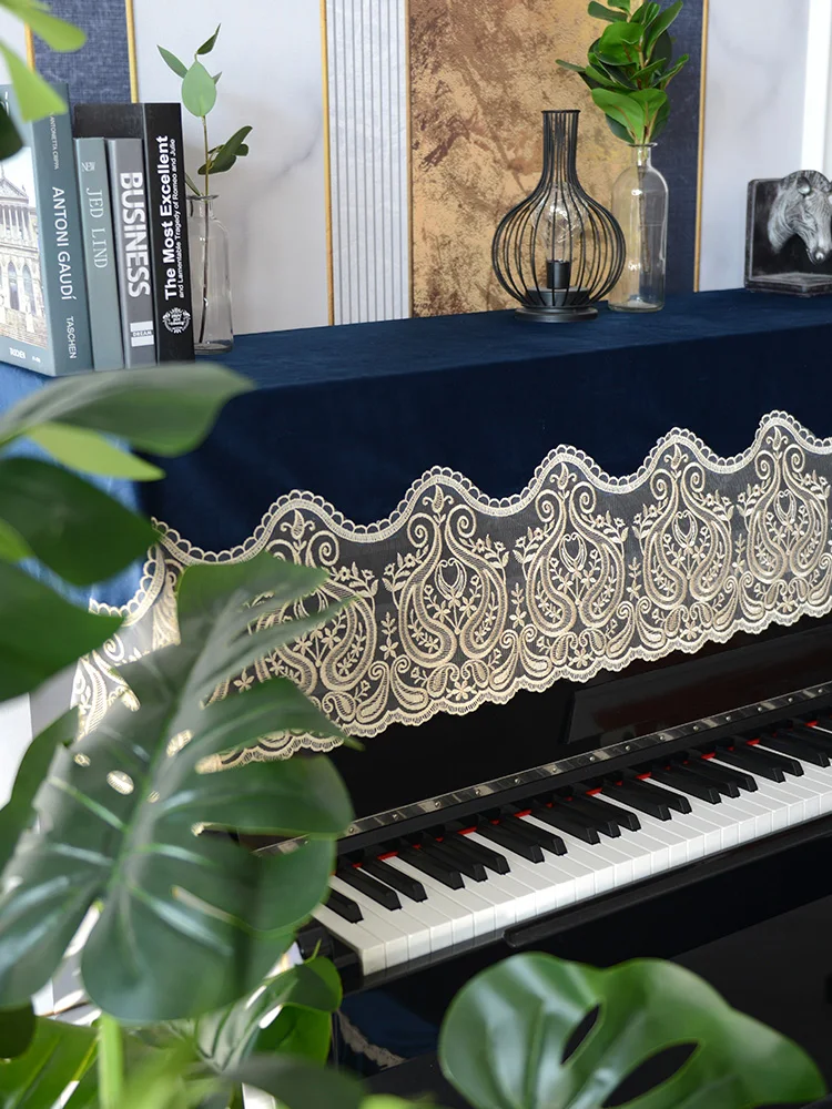 

European piano cover half cover dustproof piano stool cover cover new piano towel full cover high-grade lace piano cloth cover