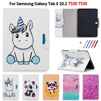 

Case Cover for Samsung Galaxy Tab 4 10.1 SM T530/T531/T535 Cute Unicorn Panda Tablet Cover on for Galaxy Tab 4 10.1" Case + Pen