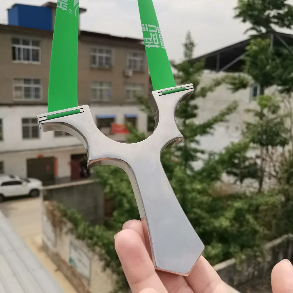 

Professional Stainless steel Slingshot For Hunting Catapult Flat rubber Band Outdoor Shooting Powerful Handheld Bow New 2019 New
