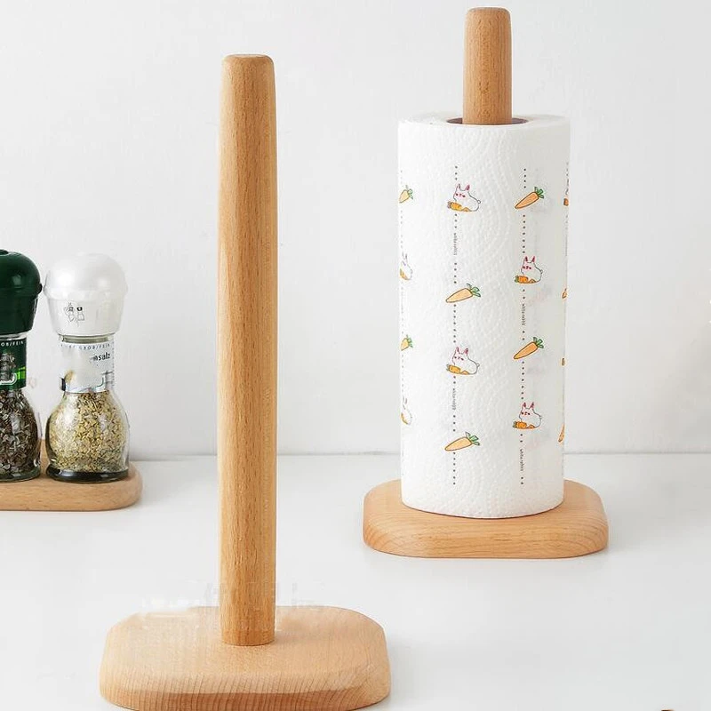 Download Wooden Paper Roll Towel Holder Kitchen Table Tissue Roll Beech Stand Napkins Vertical Bathroom Shelves Shelf Dispenser Paper Holders Aliexpress