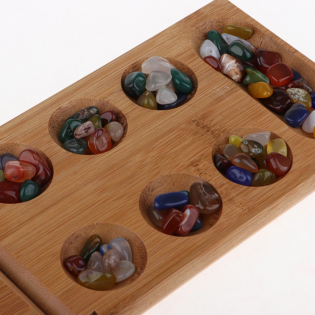 Складная деревянная настольная игра Манкала-складная деревянная доска и красивые стеклянные камни