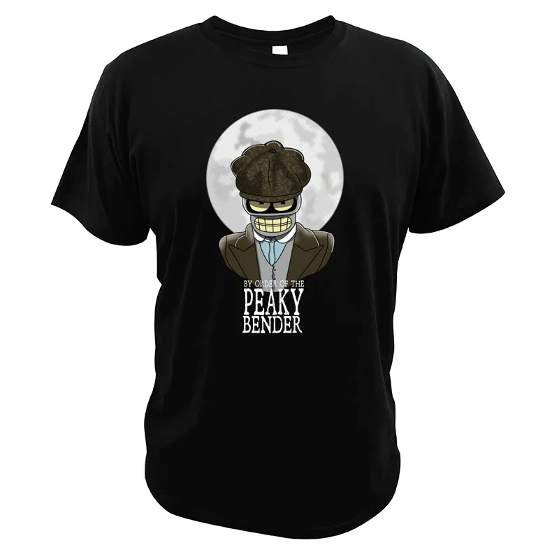 Бендер Futurama футболки Peaky blinds пародия комедии Мультфильм Топы для мужчин хлопок высокое качество ЕС Размер короткий рукав - Цвет: Черный