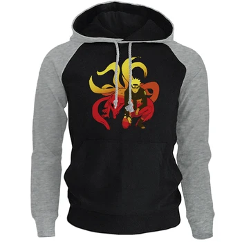 

Kurama Naruto Streetwear Raglan Men Hoodies Spring Winter New Hip Hop Casual Pullover Cartoon Hooded Fleece Male Sweatshirts