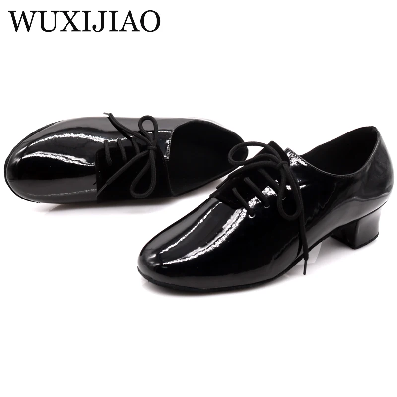 WUXIJIAO Black white red Latin dance shoes modern dance shoes men's indoor soft outsole Ballroom dancing shoes 4cm 2cm low hee