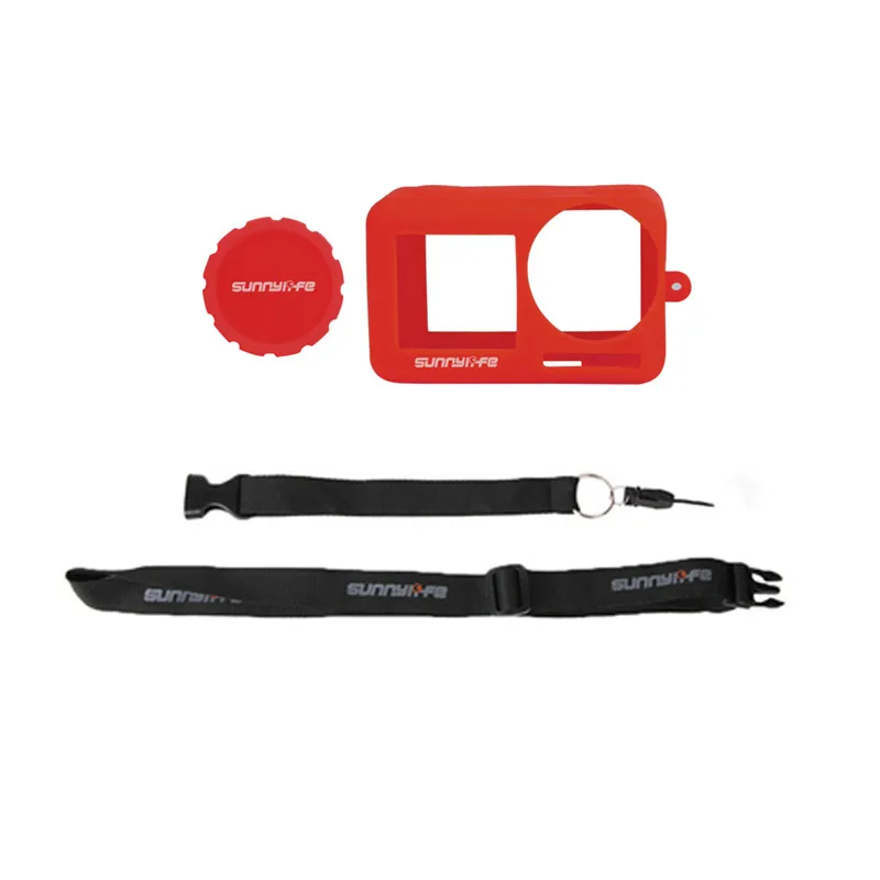 Силиконовый чехол крышка объектива Крышка слинг ремень ремешок для DJI OSMO экшн Спорт Экшн камеры аксессуары - Цвет: Red