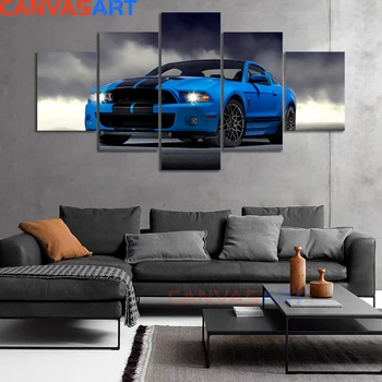

Canvas Art 5 Piece HD Famous Vehicle Ford Mustang Shelby GT500 Super Snake Car Canvas Poster Home Decoration
