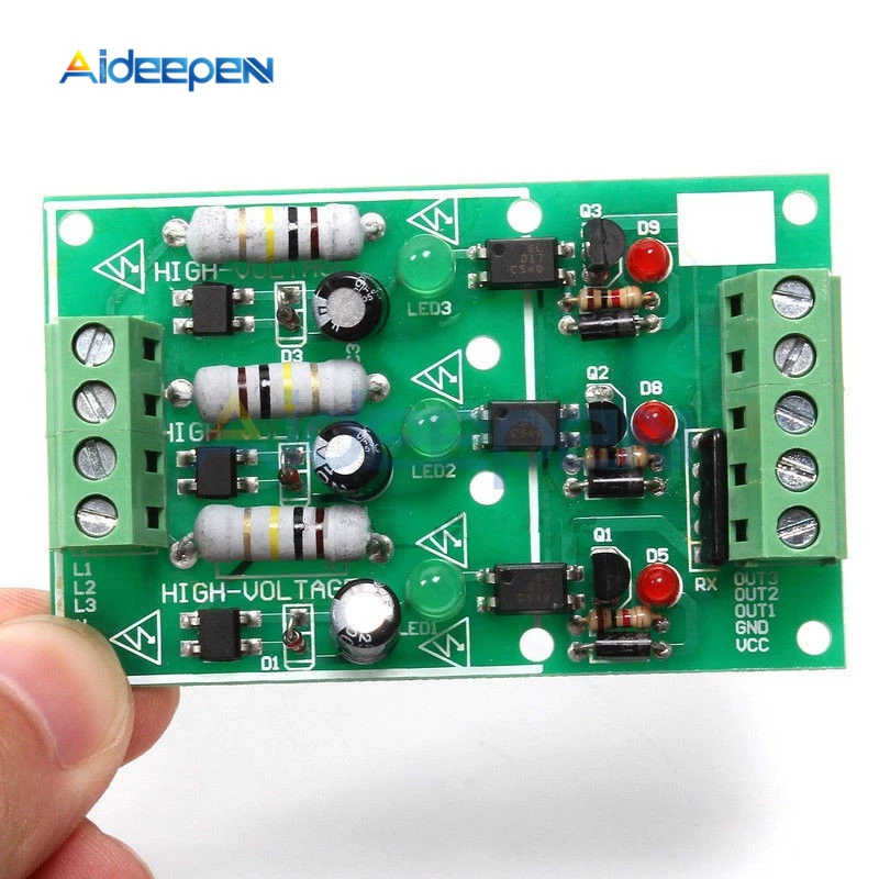 Ac 220v 3 Channel Optocoupler Isolation Module 3 Way Isolated Board