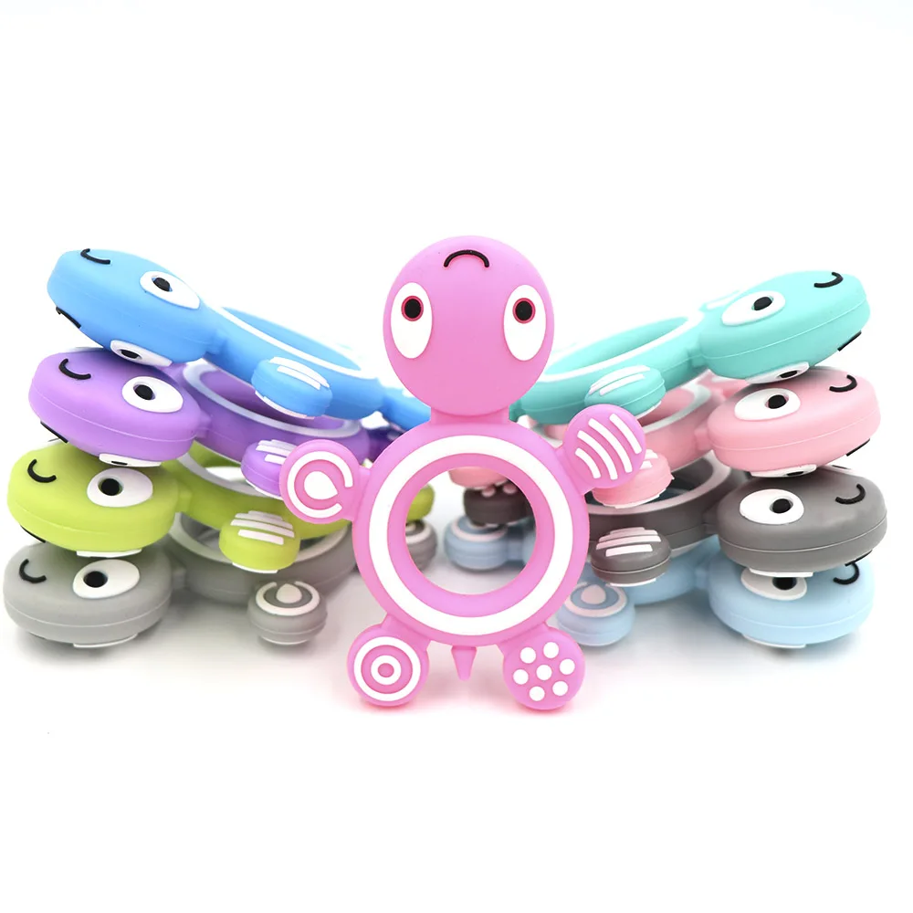 BOBO.BOX 1pc Silikon Beißringe Lebensmittel Grade Tiny Stange Zahnen Halskette BPA Freie Baby-kautable Cartoon Tiere Schildkröte Beißring Spielzeug – Detail 4
