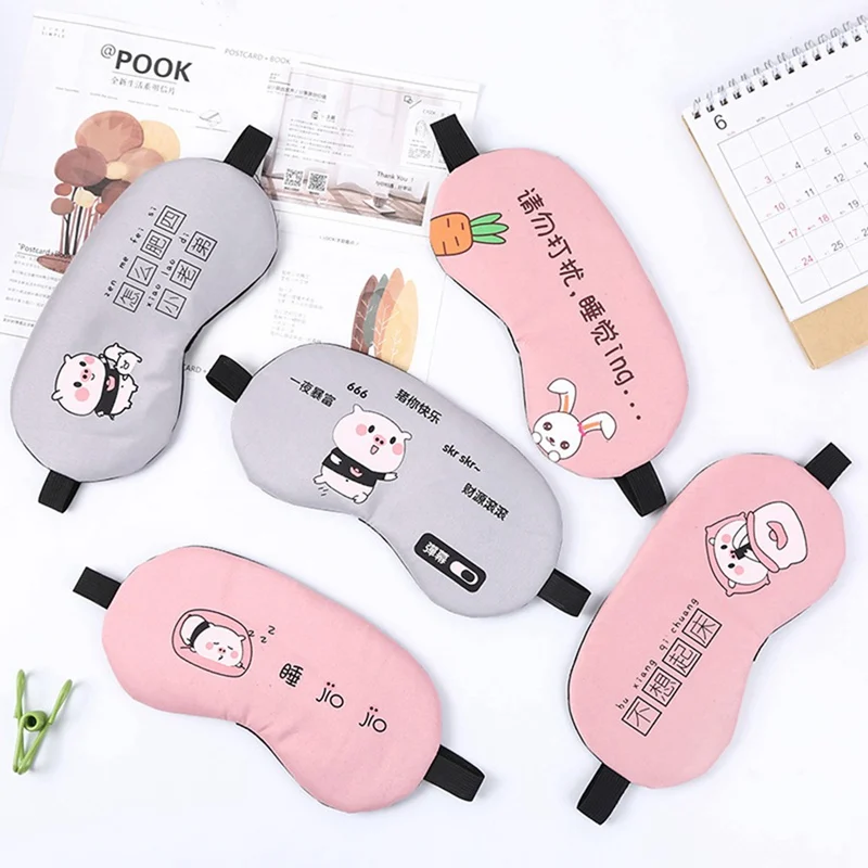Cute Cartoon Soft Eye Sleep Aid Mask with Comfortable Ice Gel Travel Rest Eye Shade Cover Blindfold Eye Care Tools