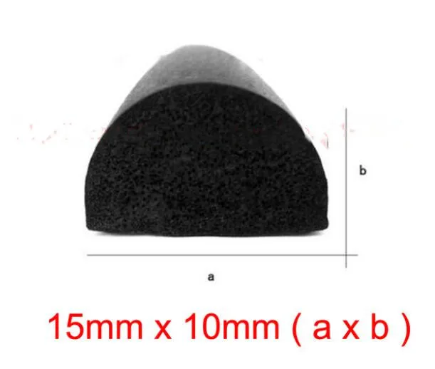15 x 10mm 2 метра самоклеящейся двери шкафа окна EPDM полукруглая Противоударная и плоская уплотнительная лента - Цвет: 15 x 10mm