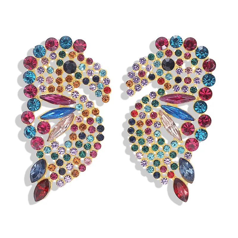 

Dvacaman 2019 Trendy Crystal Bird Stud Earrings Multi Color Cute Parrot Statement Stud Earrings for Women Wedding Party Jewelry