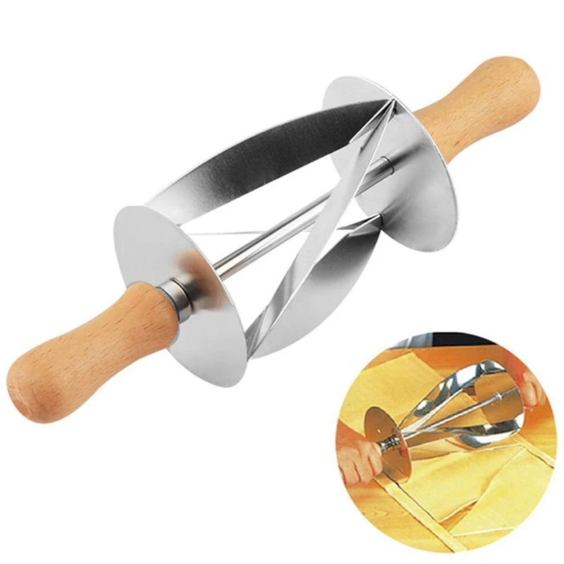 Режущий ролик из нержавеющей стали для изготовления круассан, хлеб, колесо для теста, деревянная ручка ножа для выпечки, кухонный нож