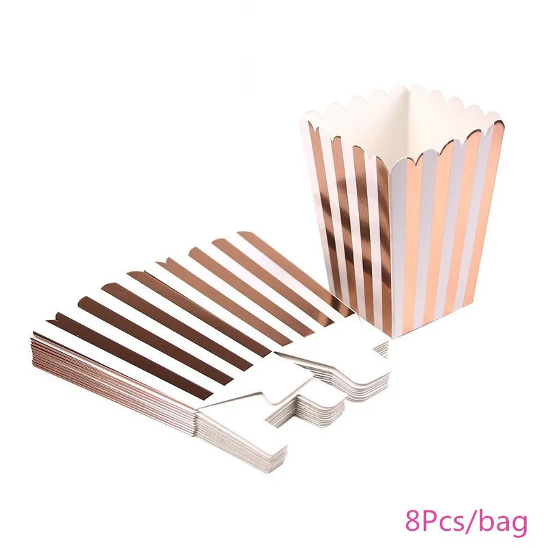 8Pcs Chicinlife Rosegold бумажные тарелки и стаканы Скатерть Салфетка соломы попкорн коробка фольги шары для свадьбы и дня рождения вечерние юбилей Декор - Цвет: 8Pcs