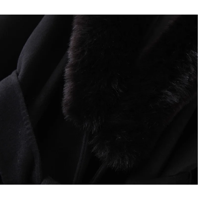 ZOEPO, одноцветные шерстяные пальто больших размеров с мехом, женские модные куртки с капюшоном, женские элегантные пальто с поясом и поясом, женские пальто для девушек KA
