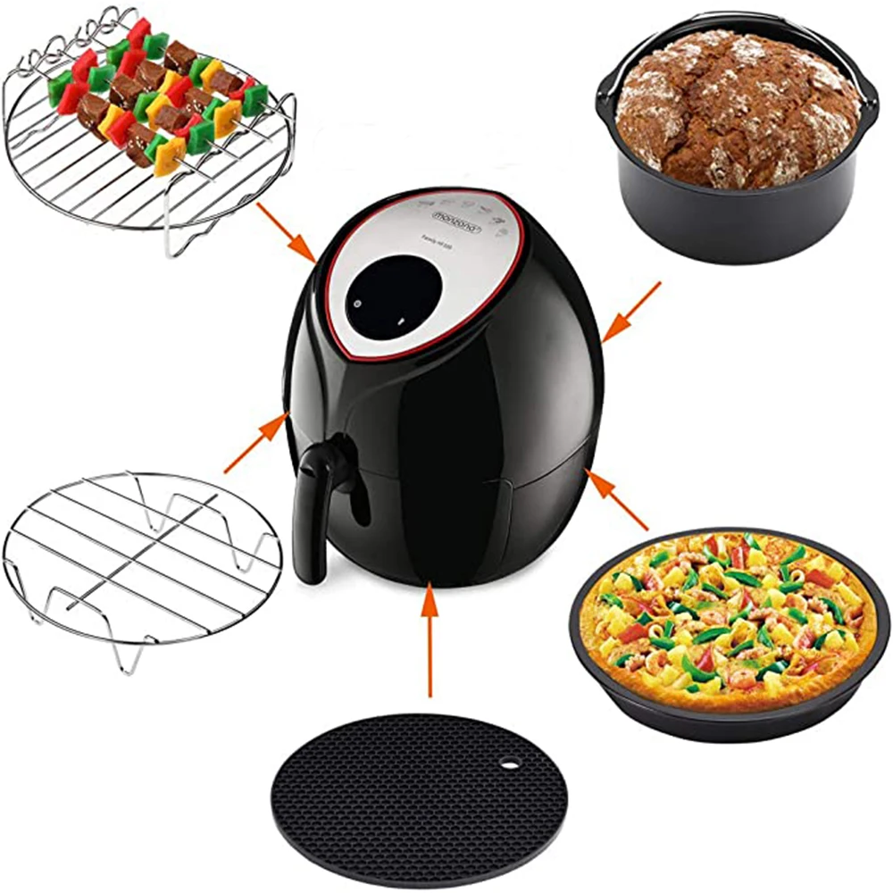 gold, 19CM WYCY Air Fryer Accessories 7 Inch Set of 10 for 3.7/5.3/5.5/5.8 QT Deep Fryer General Purpose for Gowise Phillips and Cozyna Air Fryer with Non-stick Coating