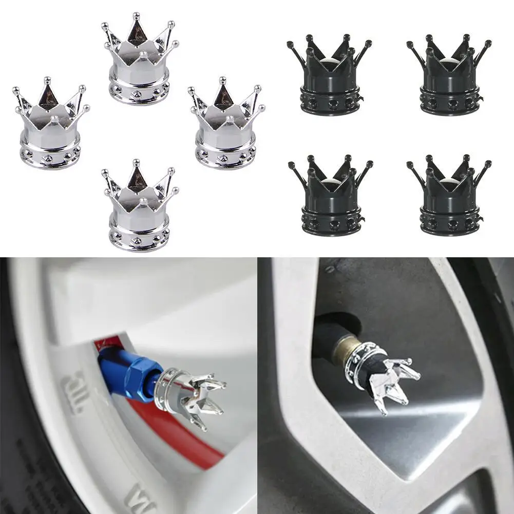 4pcs/lot Bicycle Tire Valve Caps Universal Dustproof Gold Crown Tyre Wheel Stem Air Valve Caps Tire Valve Auto Truck Bike