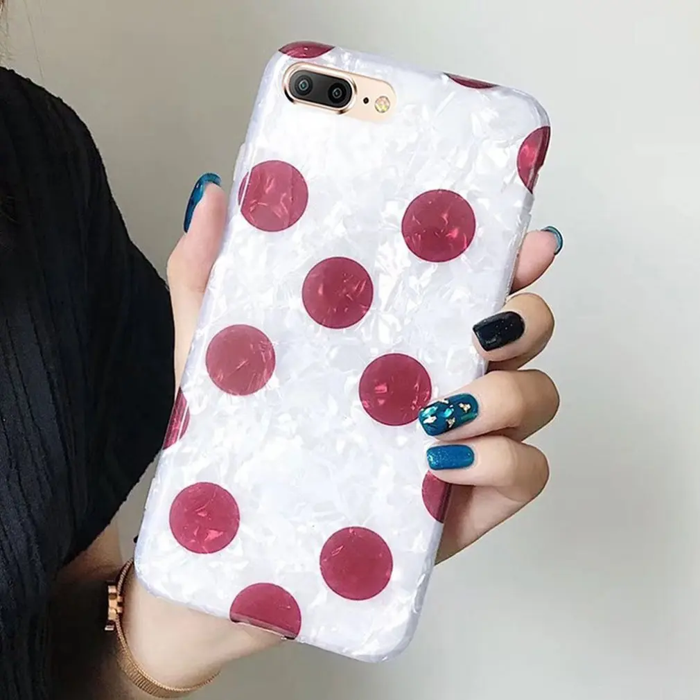 Подходит для Iphone 7 P/8 P Изысканный красный узор в горошек Универсальный Высококачественный ТПУ материал чехол для телефона