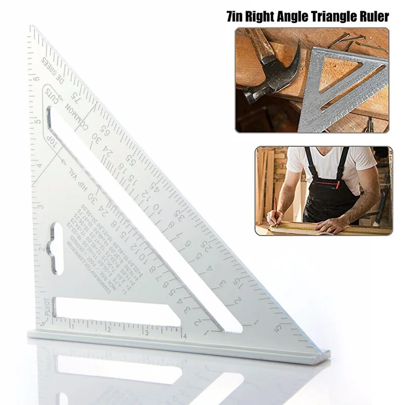 

7inch Aluminum Alloy Triangle Angle Ruler Squares for Woodworking Speed Square Angle Protractor Rulers