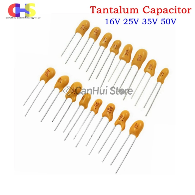 DIP Tantalum Capacitor 16V 25V 35V 50V 0.1UF 1UF 2.2UF 4.7UF 10UF 22UF 33UF 47UF 100UF 104 224 474 105 225 106 226 476 107 10PCS tantalum capacitor
