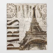 Torre de París tiro manta romántica en la cama Vintage Torre Eiffel ilustración polar manta corazón felpa sofá Plaid 150x200