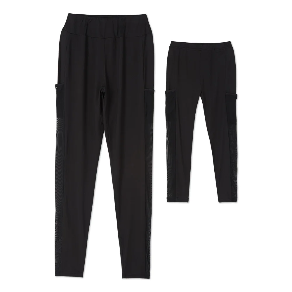 

PatPat Spring Autumn Parent-child Cotton Solid Color with Side Stripe Sports Matching Leggings Black Sports Pants