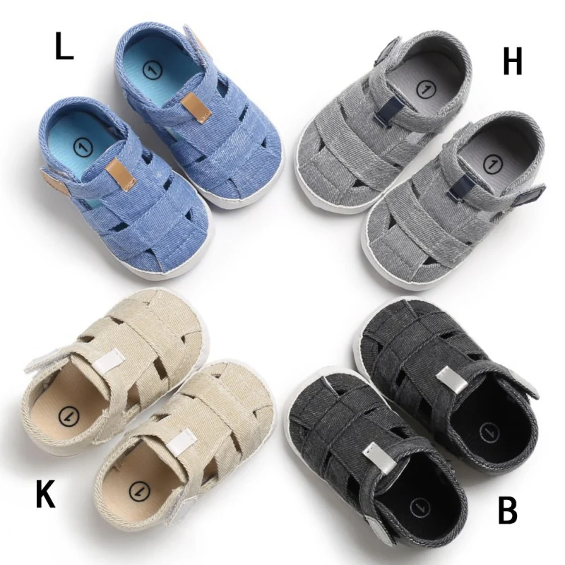 Детская обувь для мальчика, летняя мягкая детская кроватка, детские сандалии с тканевым верхом для маленьких мальчиков, мягкие сандалии для детей 0-18 месяцев