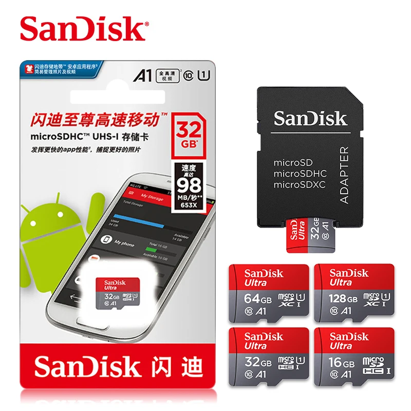 Карта памяти sandisk Ultra Micro SD, 400 ГБ, 256 ГБ, 200 ГБ, 128 ГБ, 64 ГБ, TF карта, 32 ГБ, 16 ГБ, карта Micro SD, Подарочный адаптер cartao de memoria