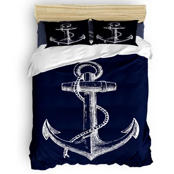 

Simple Anchor Blue Bottom Printing Custom Bedding Set 3D Digital Printing Christmas Bedding Set US KING QUEEN