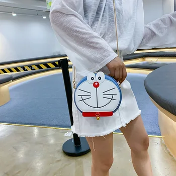 

2020 new women's bag European and American fashion cartoon small round bag metal chain Single Shoulder Messenger Bag mobile bag
