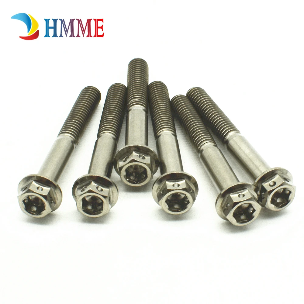 Titanium bolts M6x50mm flange head Titanium color