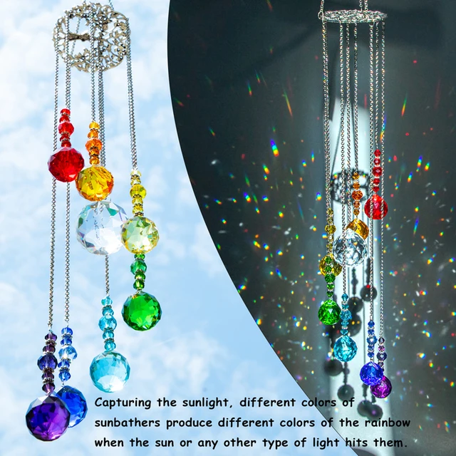 H&D Csakra Kristálygolyó Prizmák Suncatcher Fa Life Window Lógó Dísz Szivárványkészítő Medál Otthon, Kerti Dekoráció - Image 2
