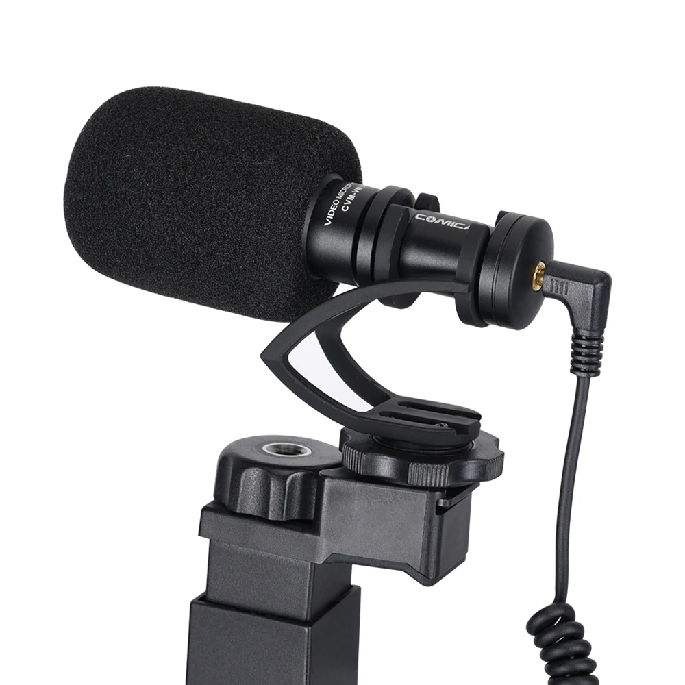 CoMica CVM-VM10-K2 смартфон видео Комплект снаряжения с Кардиоидная направленность дробовик видео микрофон держатель телефона мини штатив