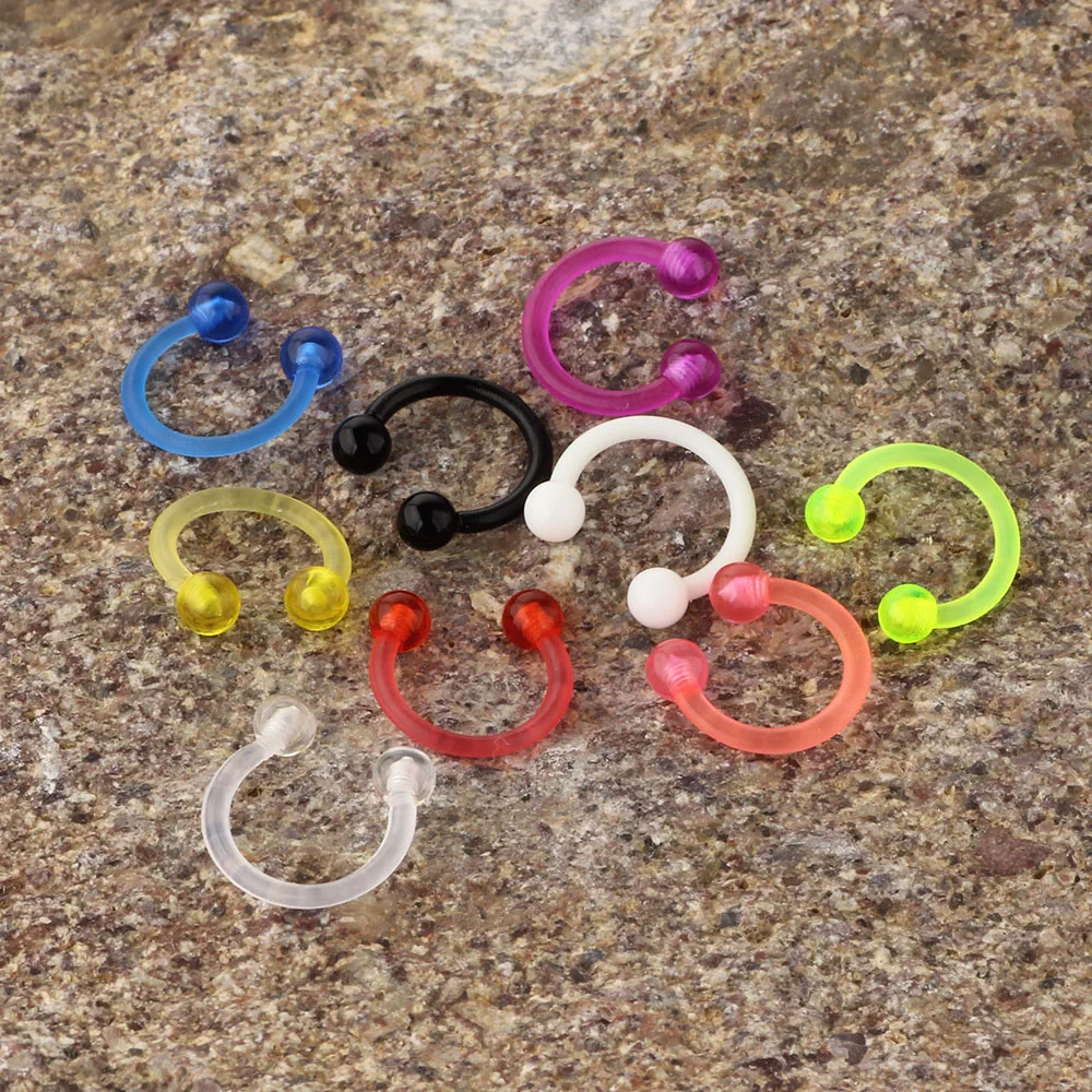 Nose Rings Piercing Jewelry Nose Studs Body Piercing Earrings Ear Piercing Jewelry Ear Studs Hoop Earrings Body Piercing Jewelry Body Jewelry JUNLOWPY Flexible 16 Gauge 5/16 inch Circular Barbell Nose Hoop Rings Earrings Piercing Lip Septum Stud 3mm Acrylic Ball 1/9pcs