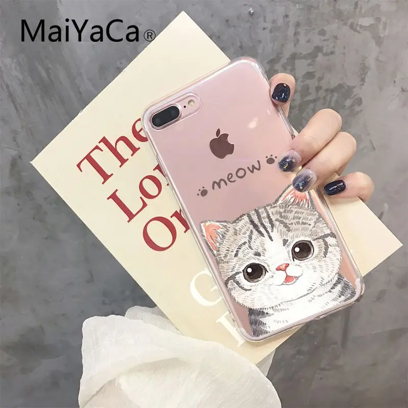 MaiYaCa милый кот котенок мягкая резина, термопластичный полиуретан чехол для телефона iPhone 5 5Sx 6 7 7plus 8 8Plus X XS MAX XR Fundas Capa - Цвет: A6