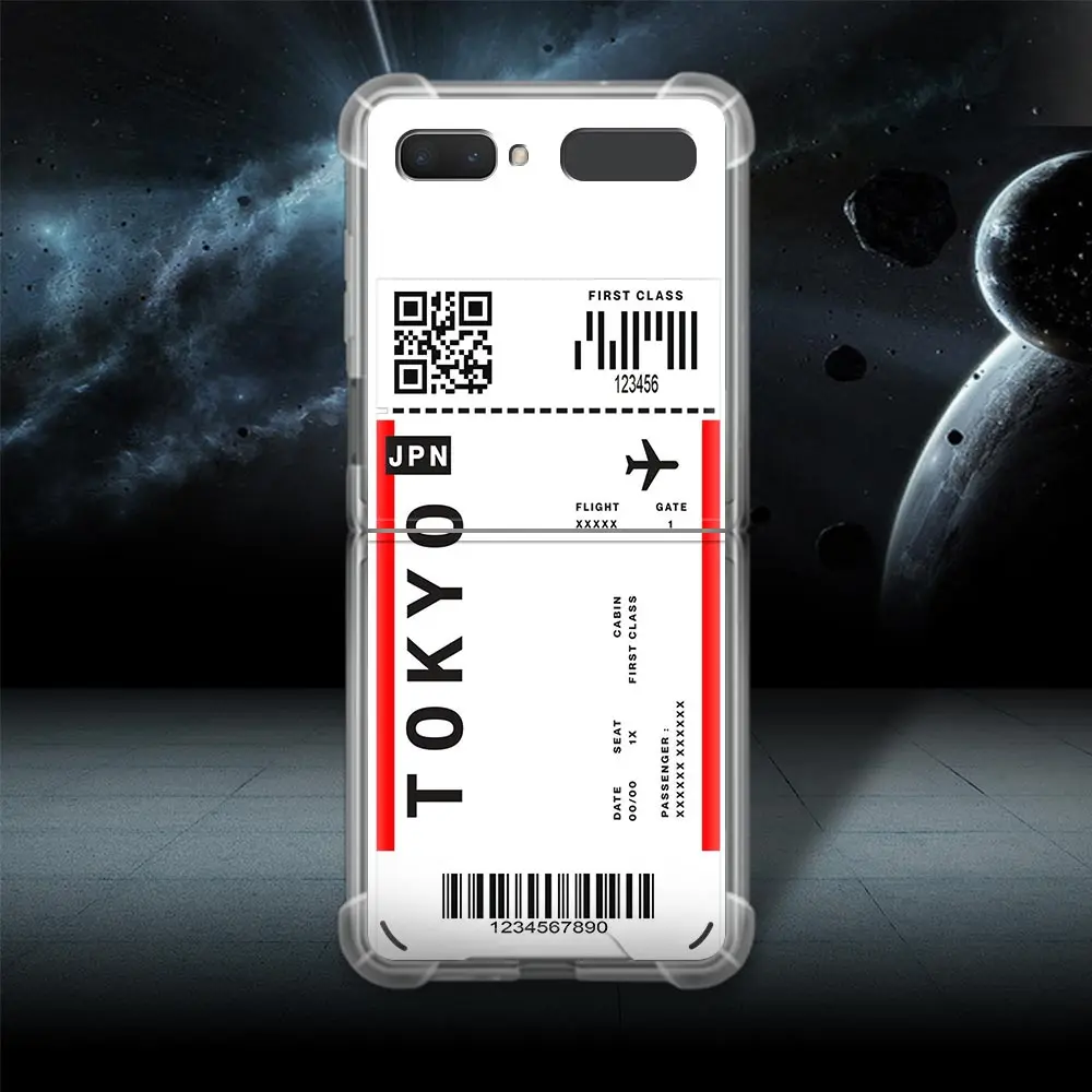 Airline ticket barcode For Samsung Galaxy Z Flip 5G Clear Airbag Case Slim Protective Shell Soft Cover Smartphone Accessories