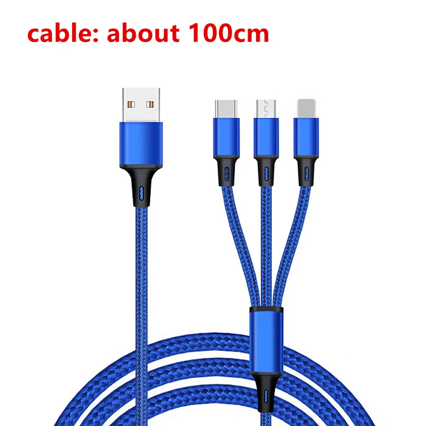 Быстрая зарядка QC3.0 автомобильное зарядное устройство 3 usb порта адаптер для автомобильного прикуривателя для iPhone samsung huawei Xiaomi QC автомобильное зарядное устройство для телефона - Цвет: ONLY 3 in 1 cable