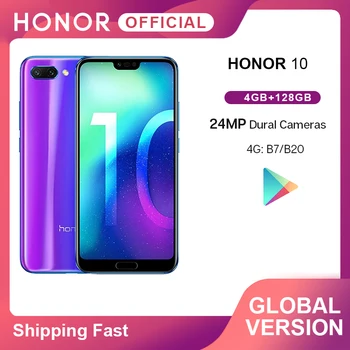 

Global Version Honor 10 4G 128G Mobile Phone Kirin 970 Octa Core 5.84''24MP AI Camera Fingerprint ID NFC Android Google Play