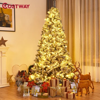 

6 Ft Snow Flocked Hinged Artificial Christmas Tree High Quality PVC Realistic Appearance 600 Branch Tips Artificial Snow Tree