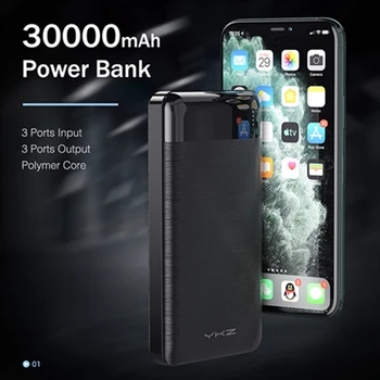 

YKZ Power Bank 30000mAh External Charger Battery Powerbank USB C Portable Charger Charging Poverbank for iPhone Xiaomi mi tablet