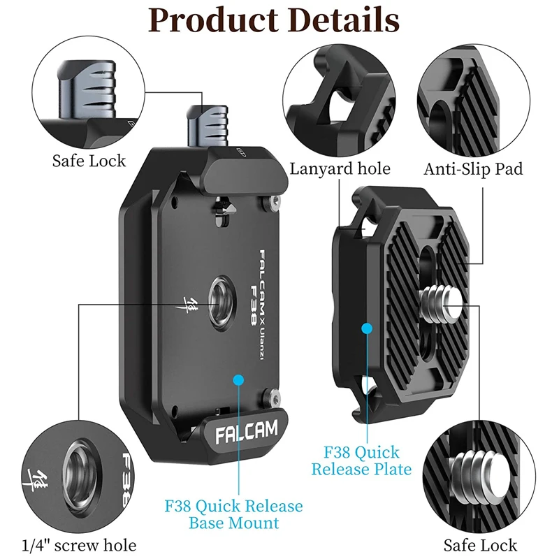 Ulanzi FALCAM F38 Universal DSLR Camera Gimbal Arca Swiss Quick Release Plate Clamp Quick Switch Tripod Slider Mount Adapter — view 3
