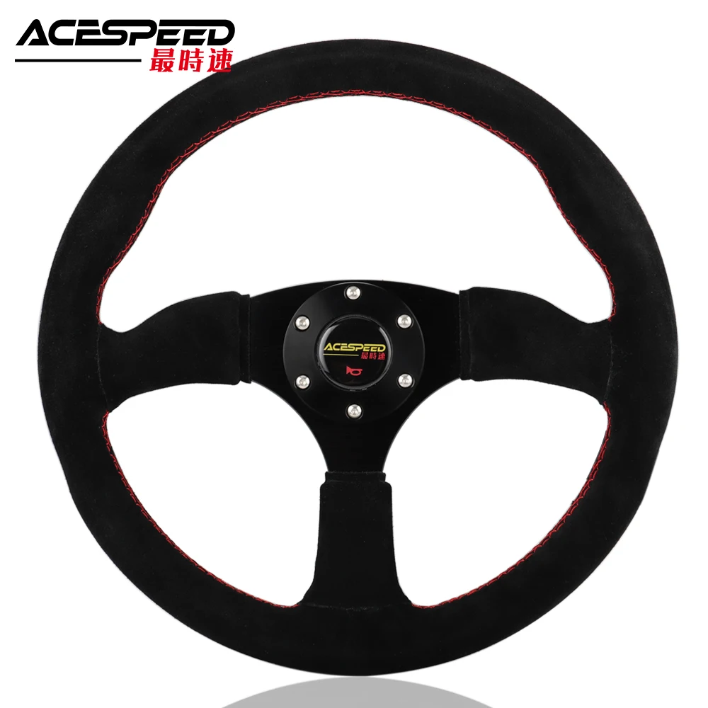 

14" (350mm) For Racing Steering Wheel really suede Leather red line Steering Wheel Game Racing Steering Wheel
