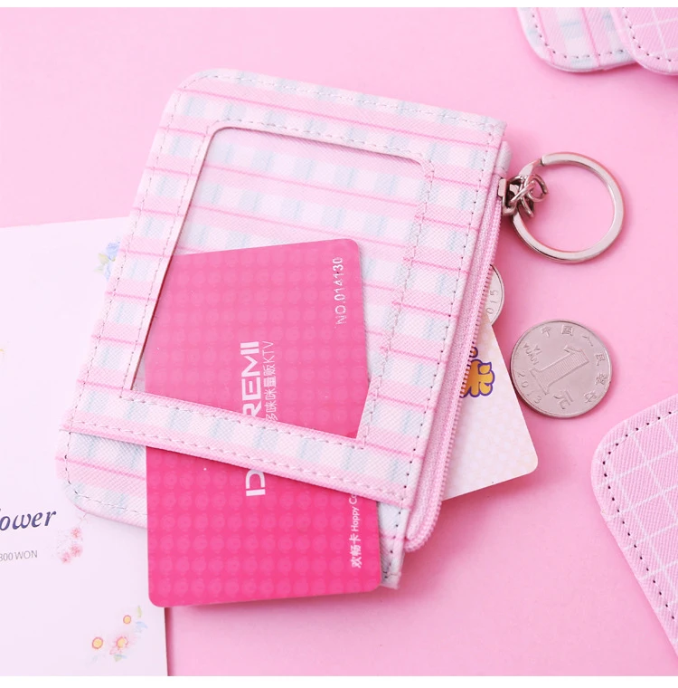 Набор розовых карт для девочек с изображением сердца, маленький свежий студенческий мини-кошелек для монет