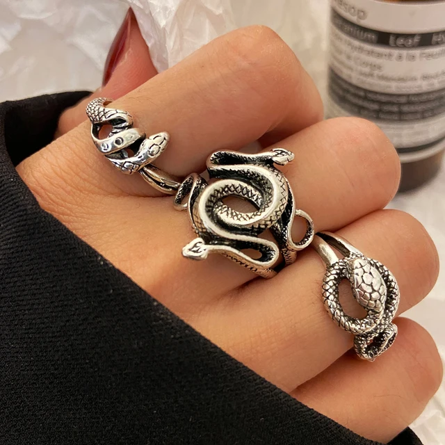 Vintage Gothic Skull Flower Angel Rings for Women Hip Hop Silver Color Butterfly Heart Finger Ring Fashion Streatwear Jewelry 4
