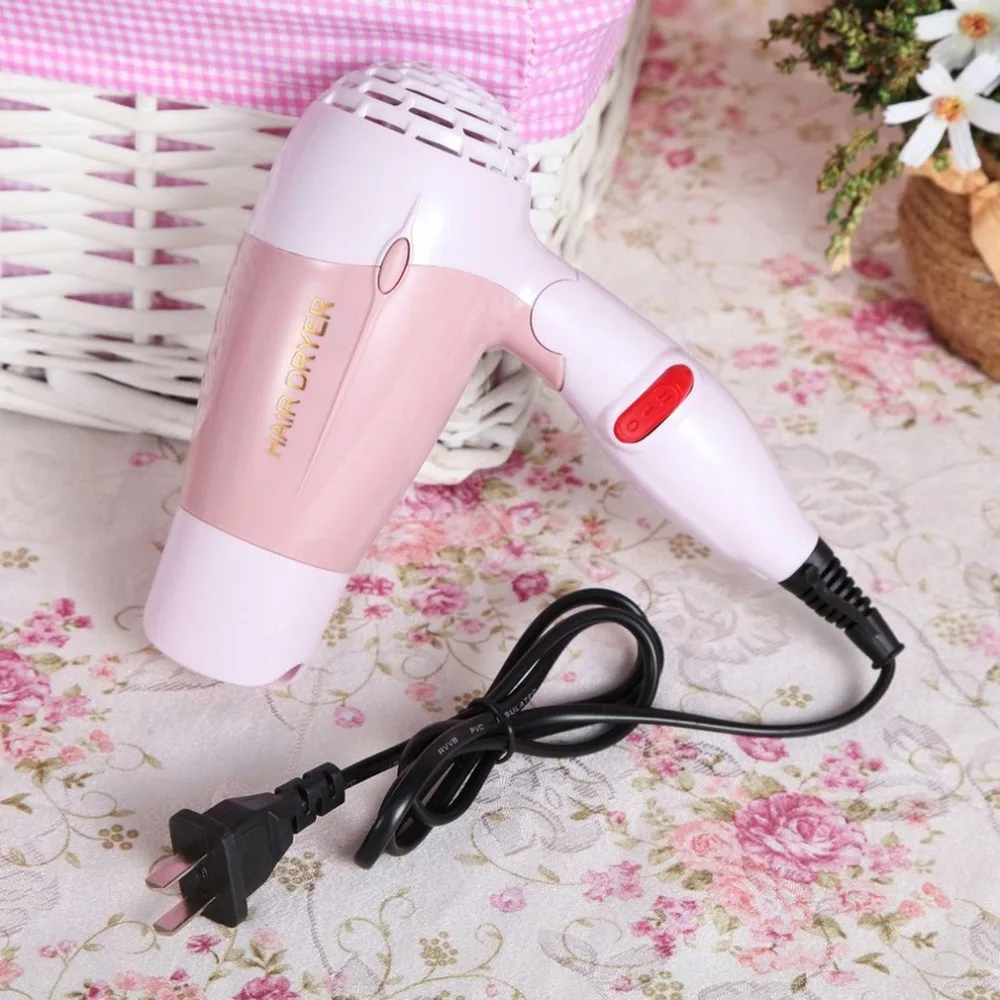 Mini Hair Dryer with Nozzle Adjustable Airflow Fast Drying Low Noise Portable Travel Household Hair Dryer US Plug