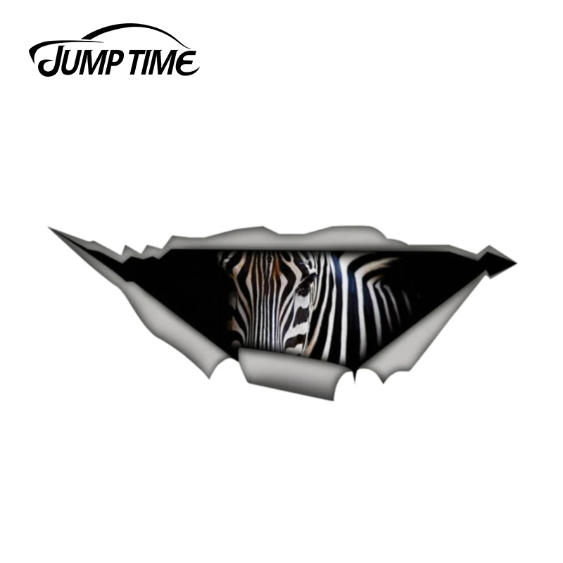 Jump Time 13cm x 4.8cm Decal Zebra car Sticker Torn Metal Wild Animal Funny Car Stickers Window Bumper 3D Styling | Автомобили и