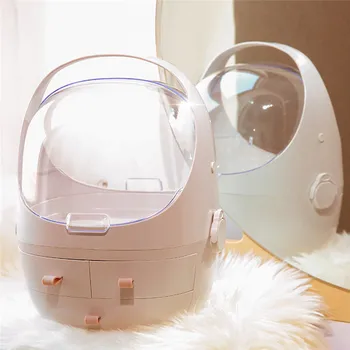 

Multi-Functional Space Capsule Makeup Organizer Box Desktop Plastic Display Cosmetic Storage Case With Drawers And Dustproof