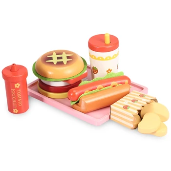 

Children Simulation Food Hamburger Hotdog Kitchen Food Toy Set Pretend Play Miniature Snack Burger Educational Toys For Girl Kid