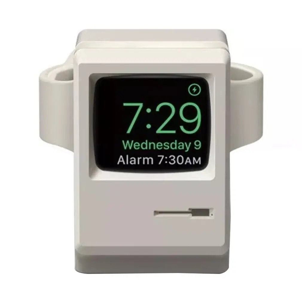 Для apple watch Ретро Подставка для зарядки apple watch силиконовый зарядный кронштейн для ночного режима - Цвет: Белый